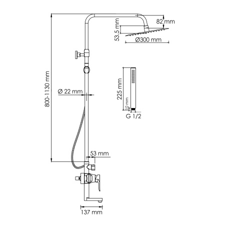 Душевая система WasserKraft A166.116.137.010.CH