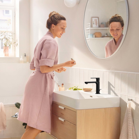 Смеситель для раковины с донным клапаном Hansgrohe Rebris S 72517670 черный матовый