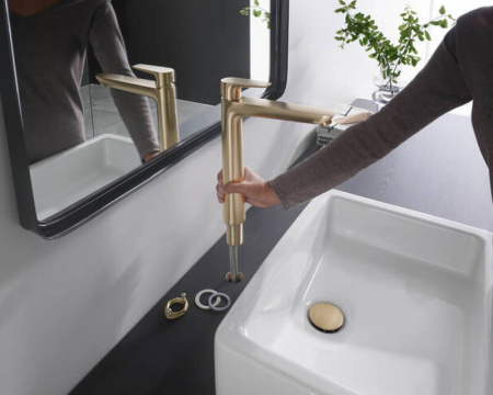 Смеситель для раковины без донного клапана Hansgrohe Talis E 71717140 шлифованная бронза