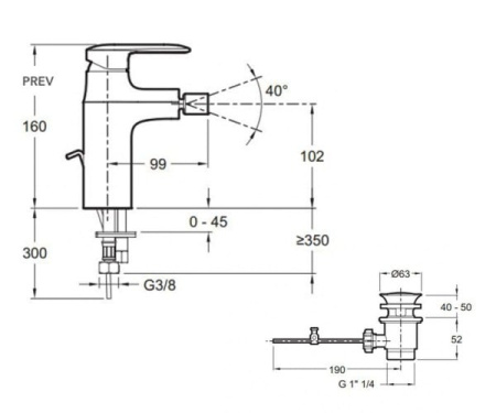 Смеситель для биде Jacob Delafon Kumin E99456-CP