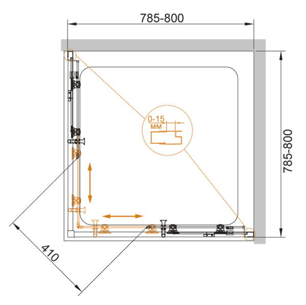 Душевой уголок (80х80) CEZARES ECO ECO-O-A-2-80-P-Cr