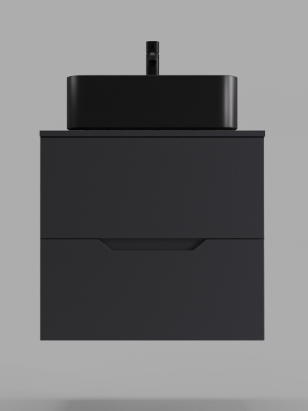 Тумба с раковиной подвесная 60 см Orange Line Li-60TugMDF+B02-460MB графит/черный