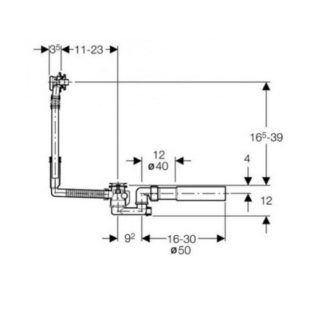 Слив-перелив для ванны с цепочкой Geberit 150.017.00.6 с цепочкой