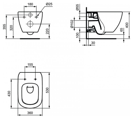 Комплект инсталляция + унитаз Ideal Standard Prosys Frame 120 M с унитазом Tesi AquaBlade T0079V15SW