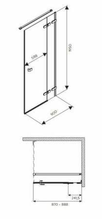 Двери распашные Kolo Next Reflex (правые) HDSF90222003R