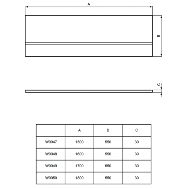 Панель для ванны 170 см Ideal Standard SIMPLICITY W004901 Панель для ванны 170 см Ideal Standard SIMPLICITY W004901