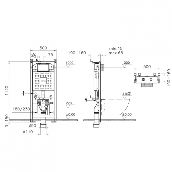 Подвесной унитаз инсталляцией с микролифтом  VitrA Integra 9856B003-7205