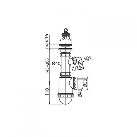 Сифон для мойки AlcaPlast A441P Ø50/40