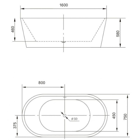 Акриловая ванна (160х75) Art&Max AM-203-1600-750 белый