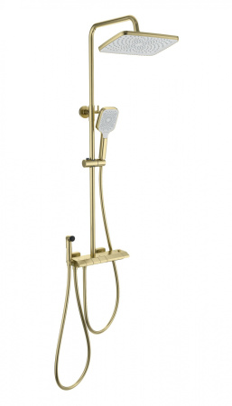 Душевая система с техническим душем и термостатом WONZON & WOGHAND MUSE Piano, брашированное золото WW-B4132-A-BG