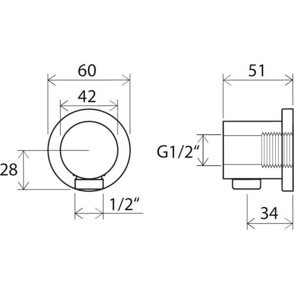 Вывод для душа настенный Ravak 701.00 X07P004 Вывод для душа настенный Ravak 701.00 X07P004