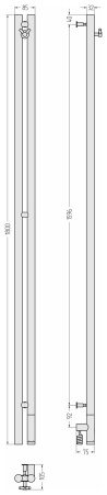 Полотенцесушитель электрический (180х8,5) Сунержа Нюанс 3.0 7024-5843-1853 правый