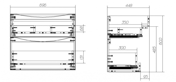 База под раковину подвесная BelBagno MARINO-H60-700-2C-SO-RN-P Rovere Nature