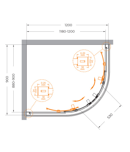 Душевой уголок (120х90) CEZARES RELAX 304 RELAX-304-RH-2-120/90-C-BORO