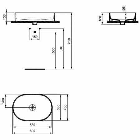 Раковина накладная Ideal Standard Strada II Oval Vessel (60х40) T298101