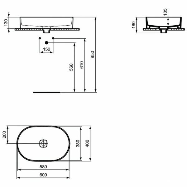 Раковина накладная Ideal Standard Strada II Oval Vessel (60х40) T298101
