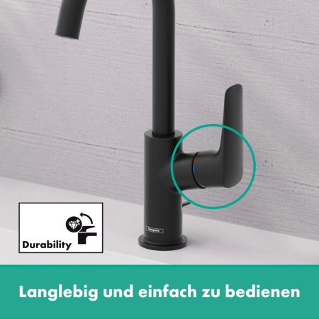 Смеситель для раковины без донного клапана Hansgrohe Logis 71131670 черный матовый