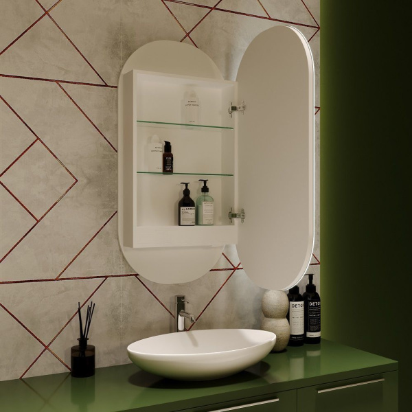 Зеркало-шкаф с подсветкой Art&Max Bari AM-Bar-500-1000-1D-R-DS-F-White