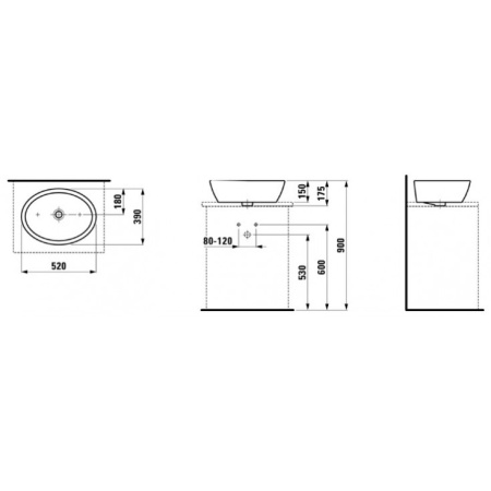 Раковина накладная (52х39) Laufen Pro 8.1296.4.000.109.1