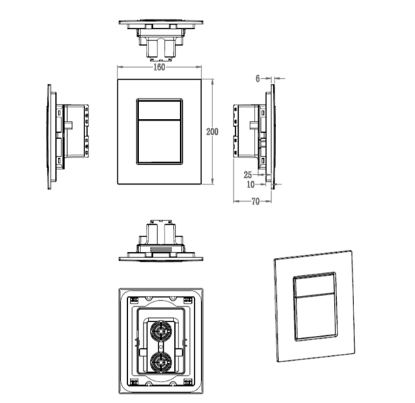 Кнопка смыва для инсталляции пневматическая WONZON & WOGHAND, черный матовый WW-IB256-MB