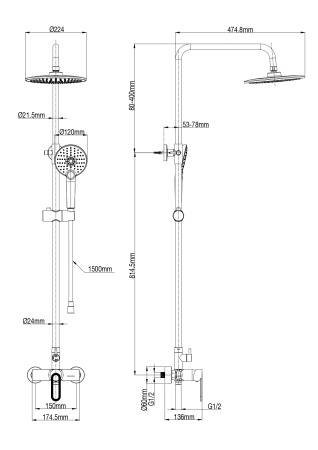 Душевая система WONZON & WOGHAND, хром WW-B2166-A-CR