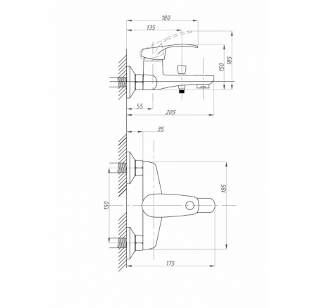 Смеситель для ванны с душем FAUZT FZs-840-115 тип См-ВОРНШлА