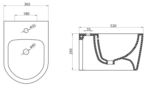 Биде подвесное BelBagno MARINO BB105BH