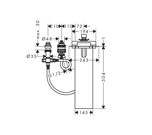 Скрытая часть смесителя на 3 отверстия Hansgrohe Secubox 13481180