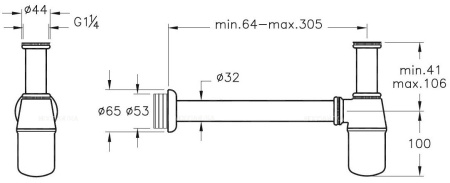 Сифон для раковины (металлический) Vitra Syphon A45122, хром 