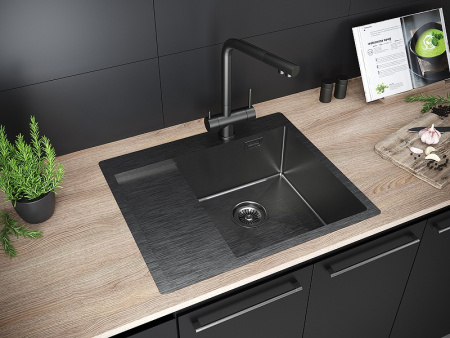 Кухонная мойка Paulmark Alster PM825951-GMR вороненая сталь правая