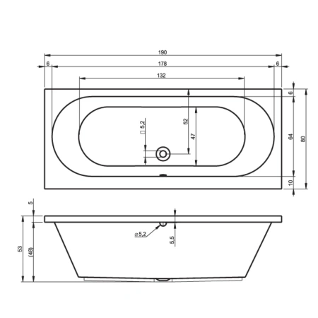 Акриловая ванна RIHO Carolina (190x80) B057001005 без гидромассажа