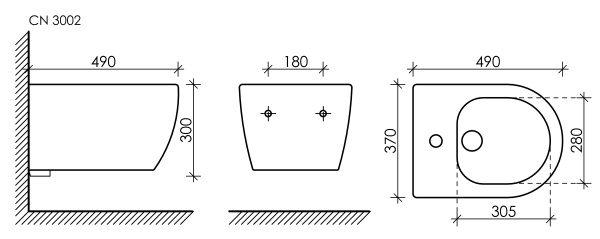 Подвесное биде Ceramica Nova Play CN3002