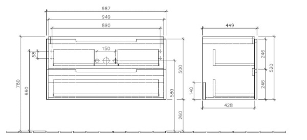 Тумба под умывальник Villeroy&Boch SUBWAY 2.0 A69700FQ