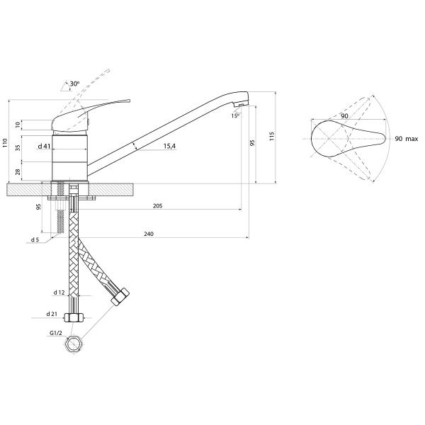 Смеситель для кухни Славен Прораб  П СЛ-ОД-П21