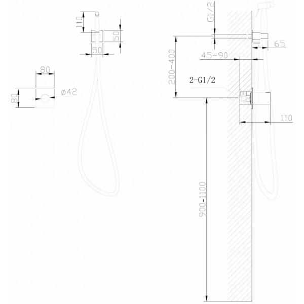 Смеситель ABBER Rund AF8725SP с гигиеническим душем, сатин