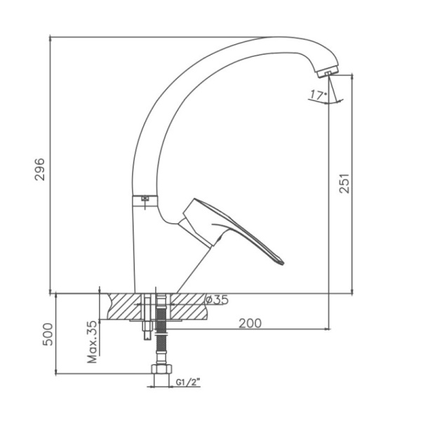 Смеситель для кухни Cron CN4166 Смеситель для кухни Cron CN4166
