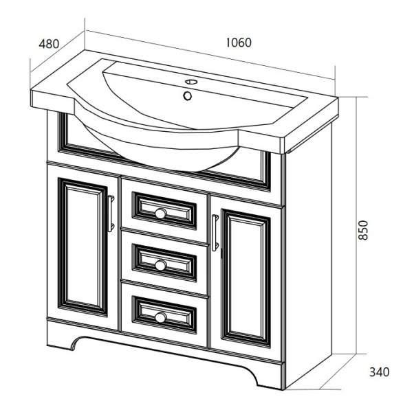 Тумба под раковину 1Marka  Прованс New 105Н