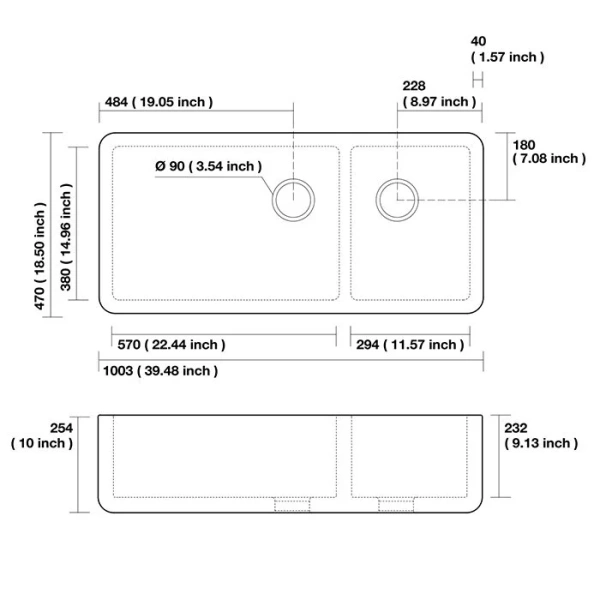 Кухонная мойка (100х47) Kerasan Hannah Oxfordshire  543101 белая