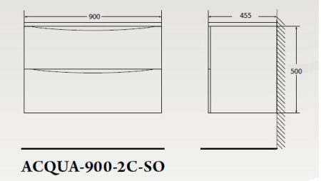 База под раковину подвесная BelBagno ACQUA-900-2C-SO-BL Bianco Lucido