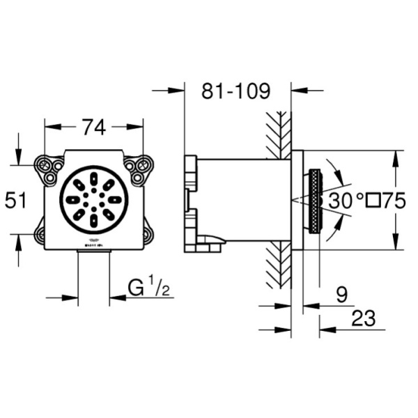 Боковой душ 75 мм Grohe Rainshower Aqua 26802GN0