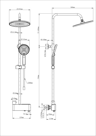 Душевая система с термостатом WONZON & WOGHAND MUSE Corno, черный матовый WW-B3110-MB