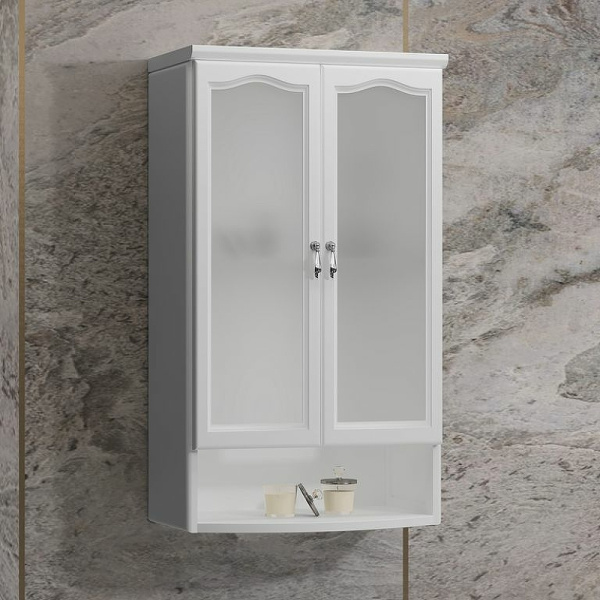 Шкаф Opadiris Риспекто подвесной, двухстворчатый, цвет белый матовый, с матовым стеклом 00-00006078