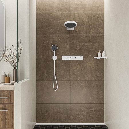 Верхний душ с кронштейном Hansgrohe Rainfinity 250 1jet EcoSmart 26227700 белый матовый