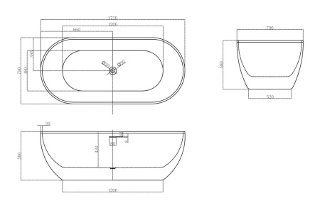 Акриловая ванна (172х79) ABBER AB9241MW без гидромассажа, белый