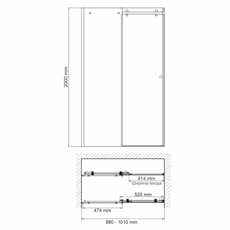Душевая дверь (100х200) WasserKRAFT Vils 56R12
