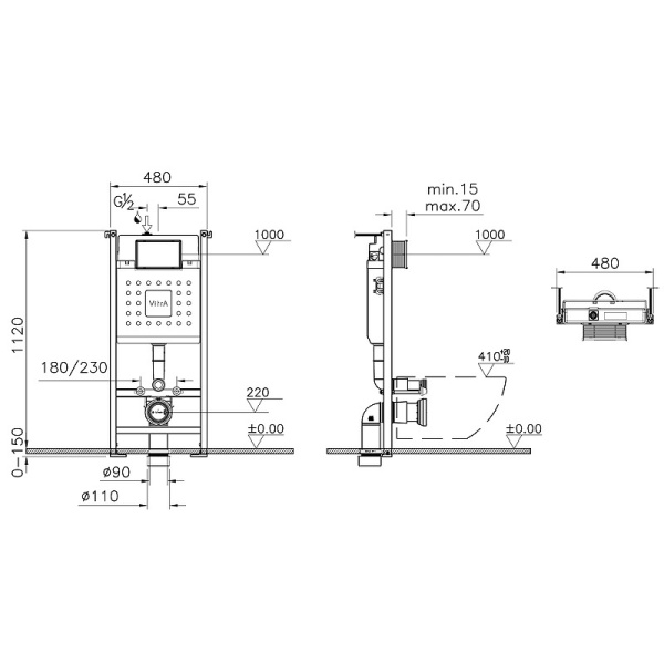 Комплект унитаза с инсталляцией Vitra Sento 9830B003-7211