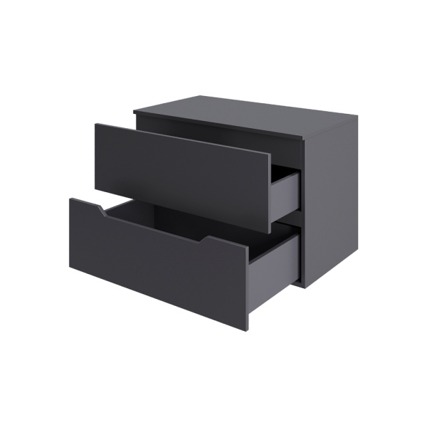 Тумба с раковиной подвесная 70 см, Orange Line Li-70TugMDF+B08-600W графит/белый