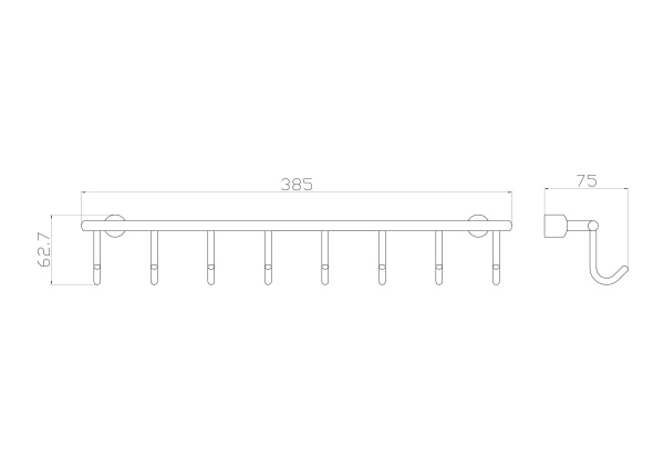 Вешалка с 8 крючками для ванной WONZON & WOGHAND, хром WW-9382-8