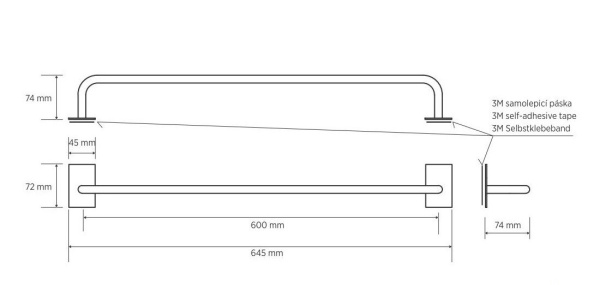 Полотенцедержатель 60см, мат Bemeta Easy 163104045