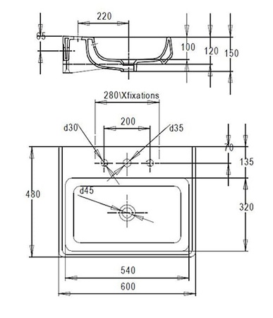 Раковина Jacob Delafon Fit E1188-X6-00